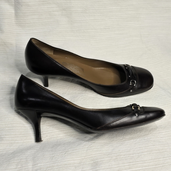 Salvatore Ferragamo Brown Leather Heels - Picture 2 of 5